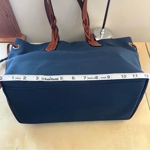 Dooney & Bourke Navy Tote with Brown Braided Handles - Picture 5 of 11